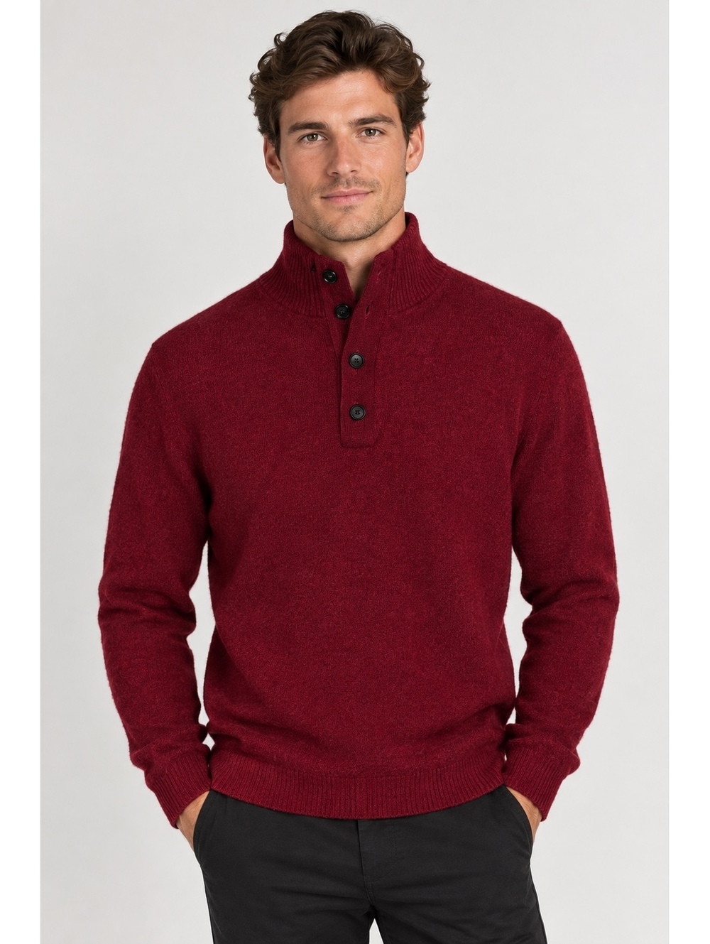 Banana Republic $120 78% Merino Wool Mens M Quarter Zip Button-Up Sweater Medium